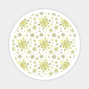 White & Yellow Gold Pretty Snowflake Winter Pattern Magnet